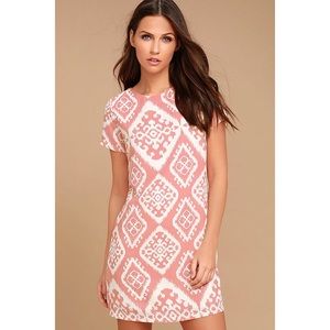 BLUSH PINK PRINT SHIFT DRESS